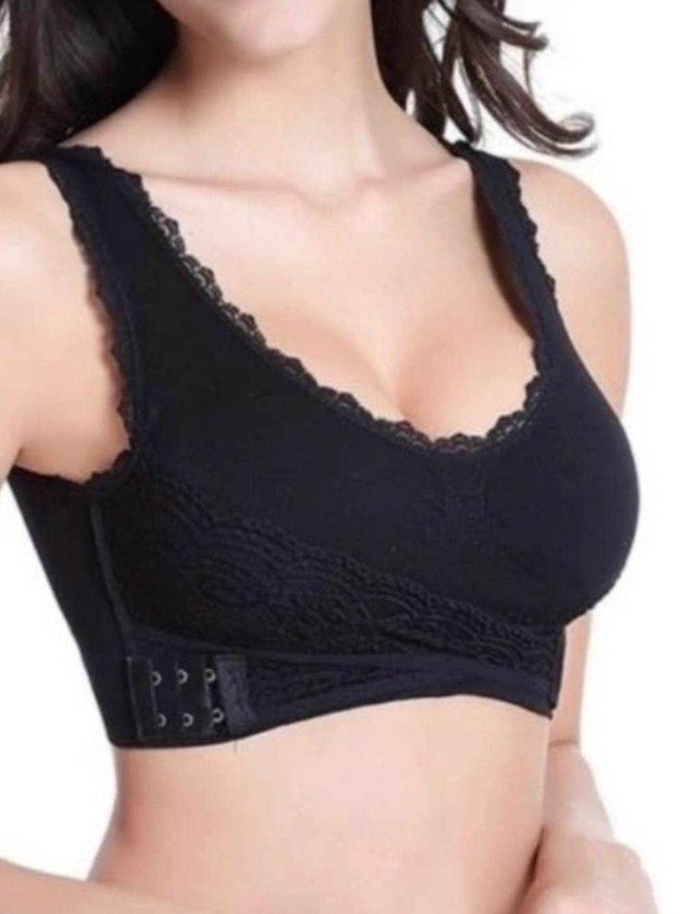 CaraMia Black Lace Wireless Bra Stretch Comfortable Layering Feminine 2X